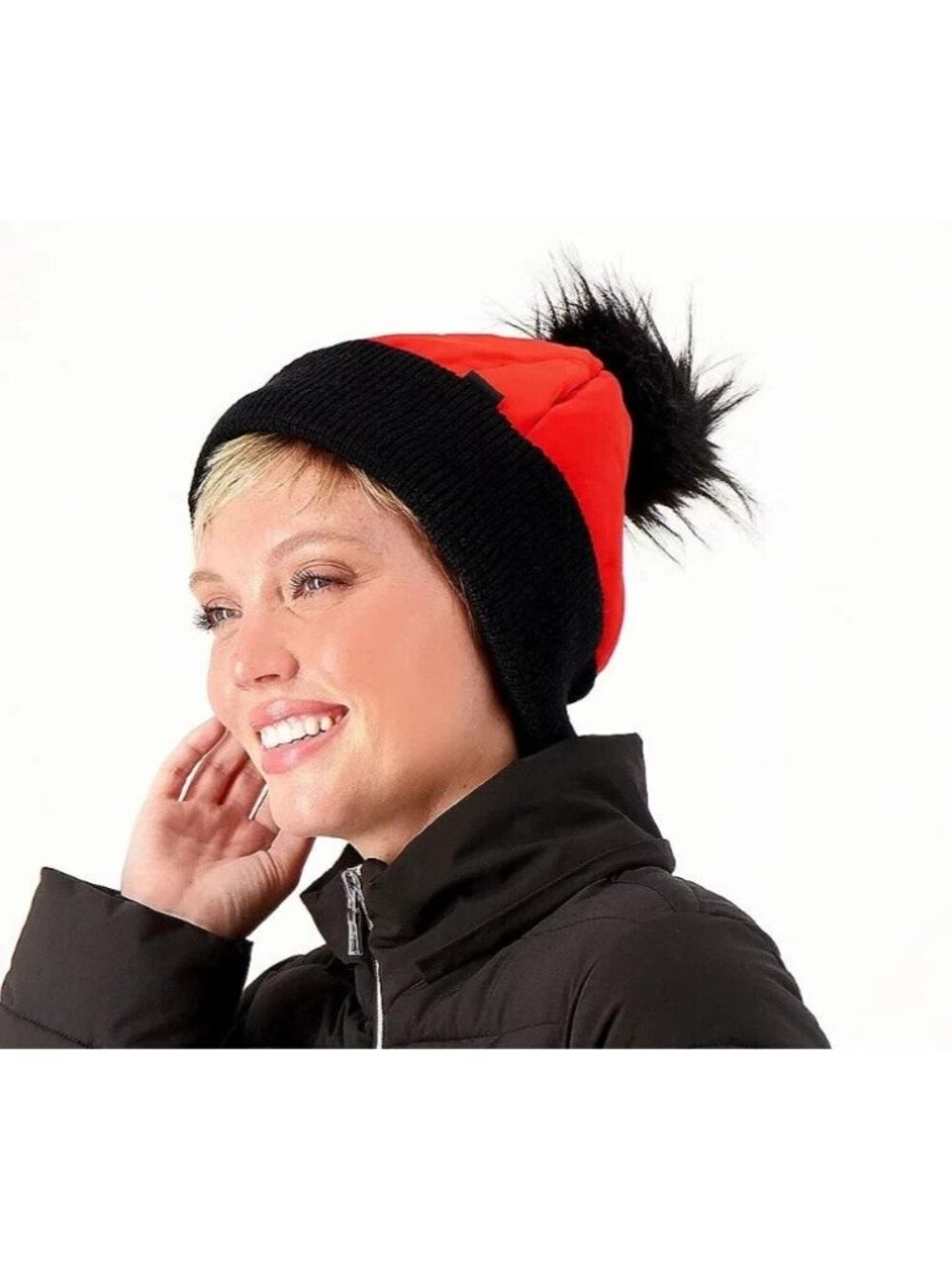 Arctic Expedition Quilted Pom Beanie Small/Medium Fire Orange Poly Outdoorsy NEW